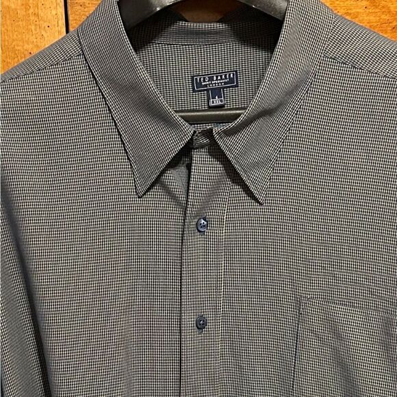 Ted Baker London Navy Cream Checked Button Down Shirt Size 6 XXL - Picture 1 of 15